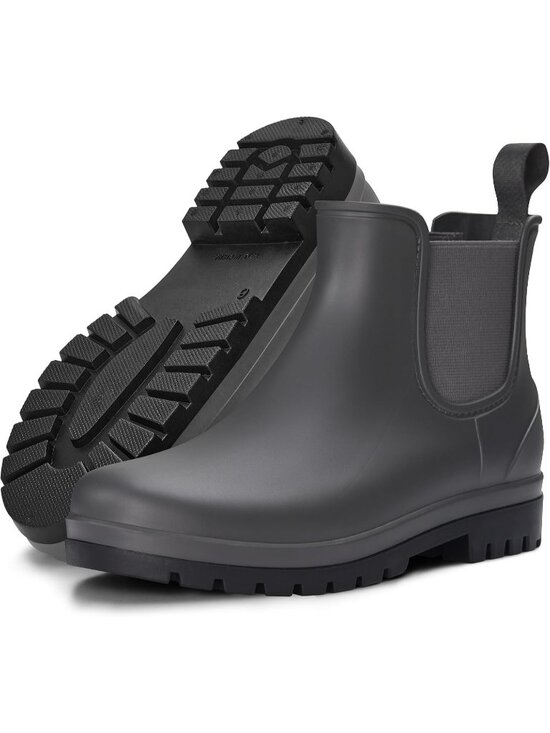 Shoes - Women's Dark Grey Waterproof Chelsea Non-Slip Rubber Lightweight Rain Boots